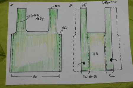 型紙不要 コンビニ弁当エコバッグの作り方 簡単直線SMILEWORKS25
