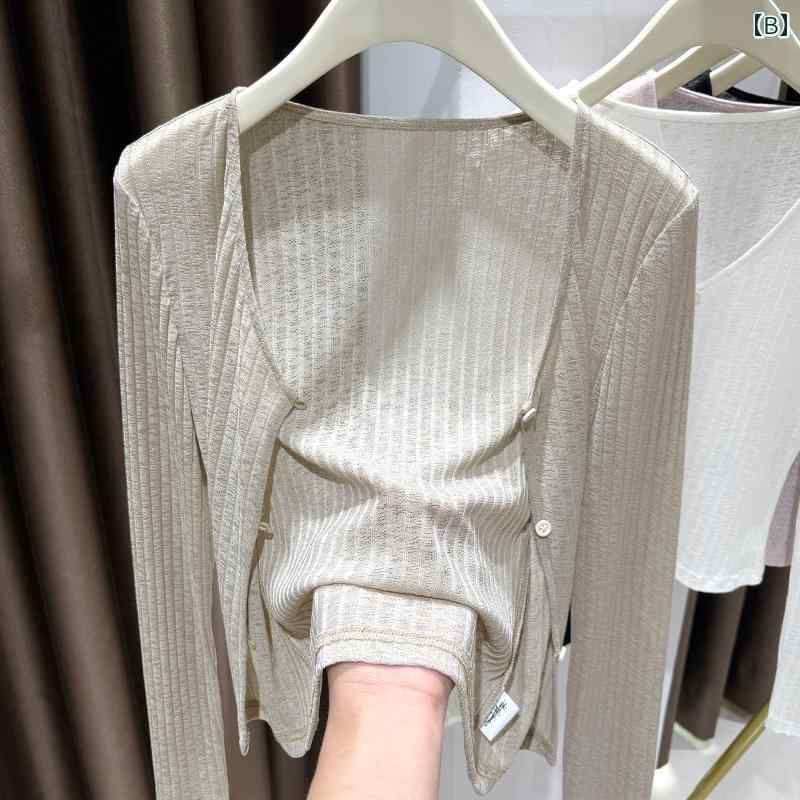 カーディガン トップス 女性用 女性用 日焼け防止 カーディガン 夏用 アウター ショール サスペンダー スカート 極 薄 コート エアコン シャツショート 丈 冷感 ニット セーター ブラウス エーレスタイル Ehre style ジャケット カーディガン 羽織り オフィス 春夏 羽織