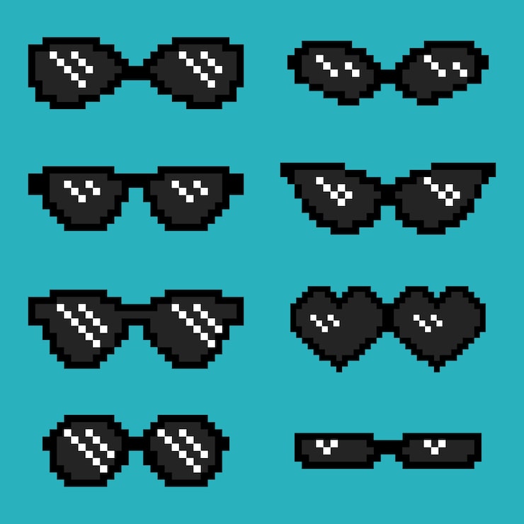 ドット絵サングラス全20種AOmaterial:フリー素材配布サイト