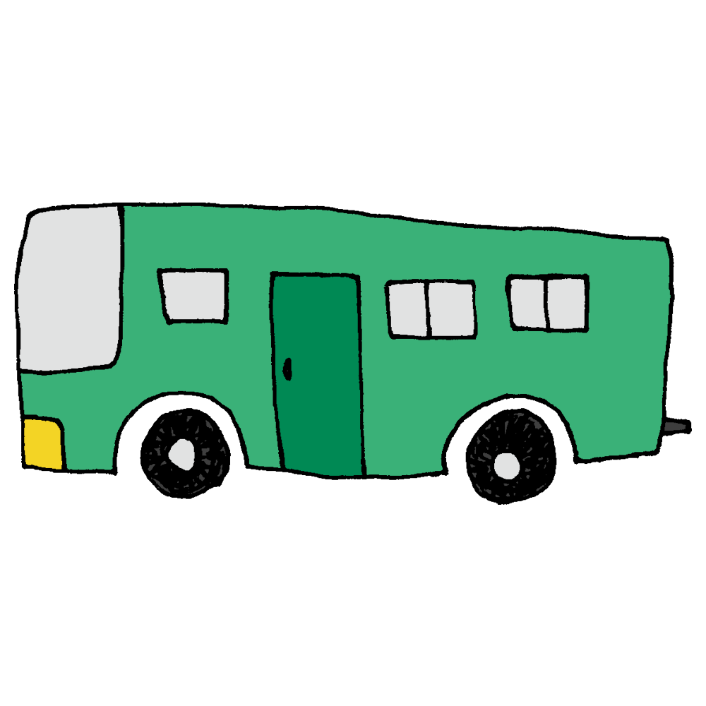 可愛い手描きのバスとガス：イラスト無料