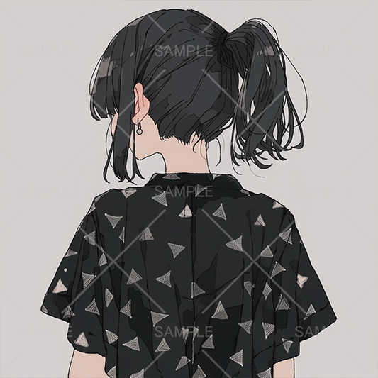 白黒で女の子のアイコン描きますSKIMA スキマ