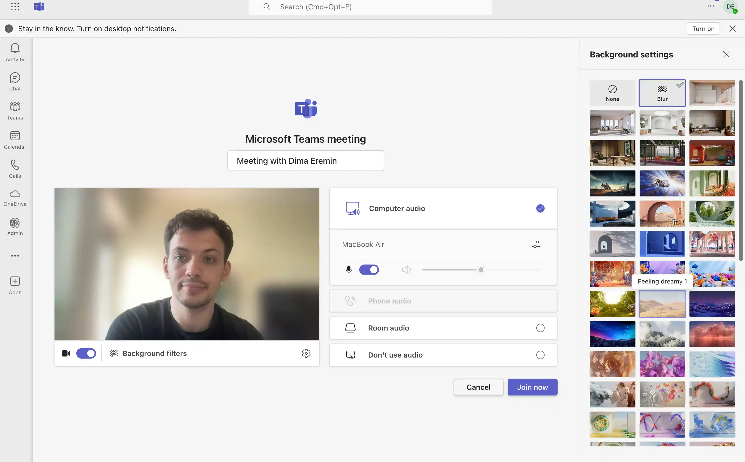Microsoft Teams ：会議の背景画像を指定できる機能がキタ～～！ ただし現時点では自分の好きな画像は指定できません–Art-Break .log : Taichi Nakamura