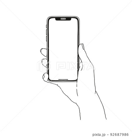 スマホを操作する手とスマートフォンの白い画面のモックアップ画像のイラスト素材121434788- PIXTA