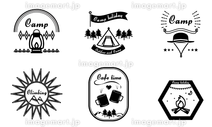 白黒のキャンプロゴ ベクターイラスト画像とPNGフリー素材透過の無料ダウンロード - Pngtree
