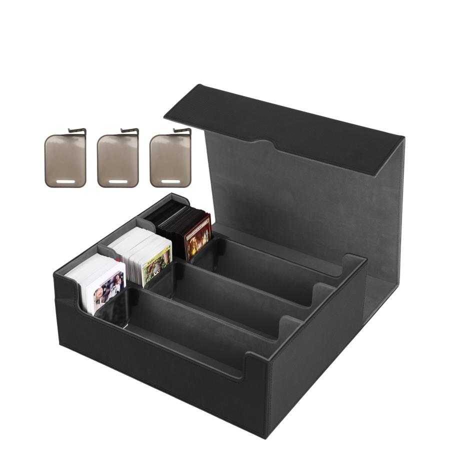 最安ショップ比較Venssu デッキケース トレカケース カードストレージボックス カードケース トレカ収納 1800+ 仕切り板 カードストッパー付き「遊戯王 ポケカ MTG 各種 カードゲーム に対応 」黒 内装赤– 攻略大百科