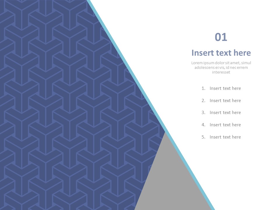 青のモザイク柄がオシャレなパワーポイントテンプレート Blue Mosaic PowerPoint Templateおしゃれパワーポイント無料テンプレート