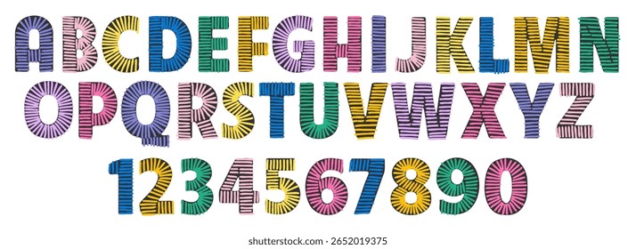 刺繍フォント デザインかわいい Abc の文字と背景の黒のパステル カラーの数字 - 刺繍のベクターアート素材や画像を多数ご用意 - 刺繍, 書体,文字 - iStock