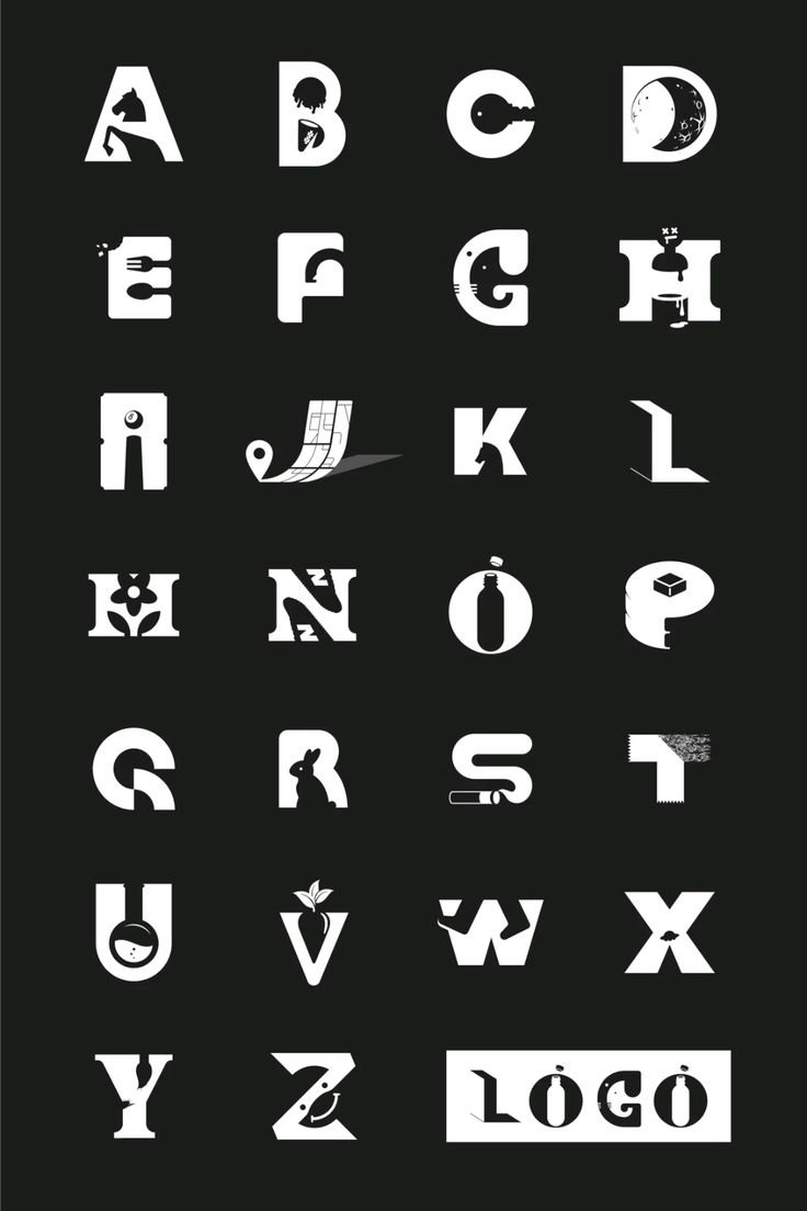 Combine two different things into one to create a clever logo、アルファベット、ロゴ 、letter