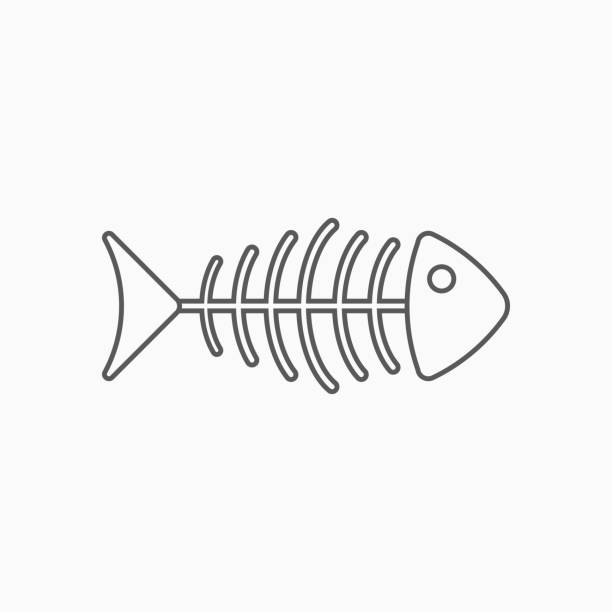 魚、魚の骨を表す塗りつぶしスタイルのアイコンのイラスト素材105615506- PIXTA