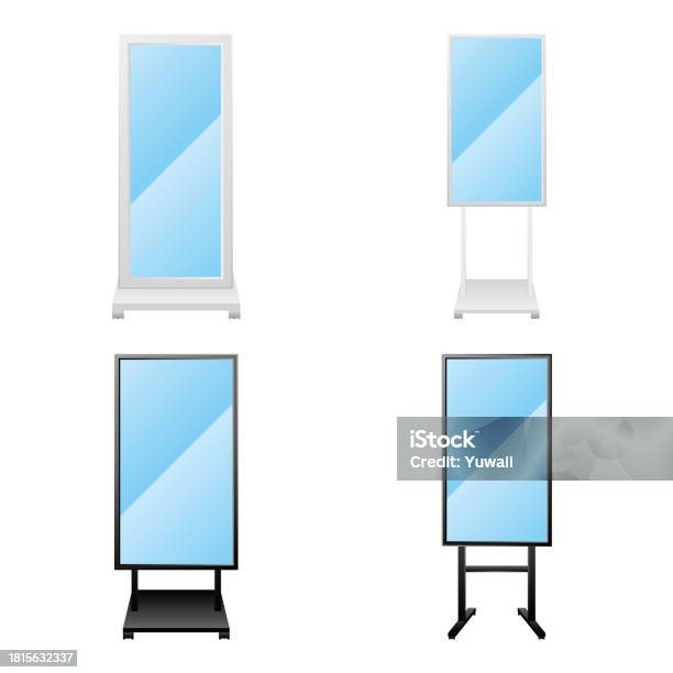 シンプルイラストデジタルサイネージモニター大型モニター大型ディスプレイディスプレイスタンド縦型 -イラストレーションのベクターアート素材や画像を多数ご用意 - iStock