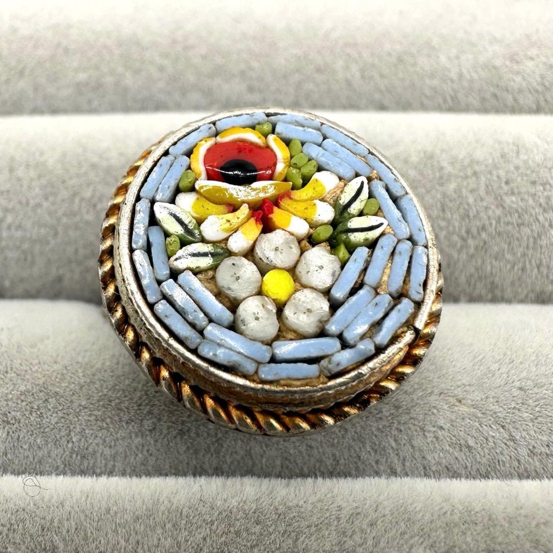 ヴィンテージ マイクロモザイク モザイクガラスリング 直径約1.7cm 指輪