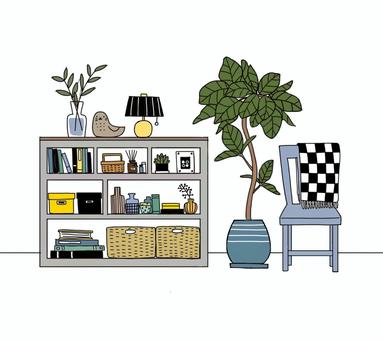 おしゃれなインテリア・棚・ディスプレイのイラストのイラスト素材126620947- PIXTA