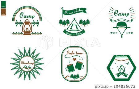 キャンプアイコンのロゴ、テント、焚き火のコンセプトのイラスト素材・ベクター Image 178309157