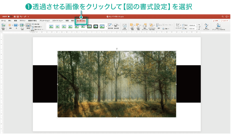 PowerPoint「画像の透過」透明度を下げる2つの方法PPDTP