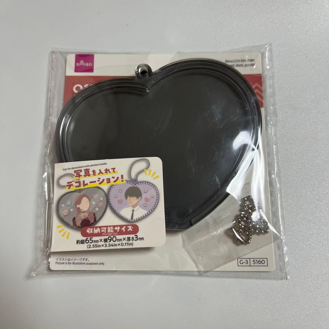 ダイソー デコレーション キーホルダー ハート型 グリーン 推し活
