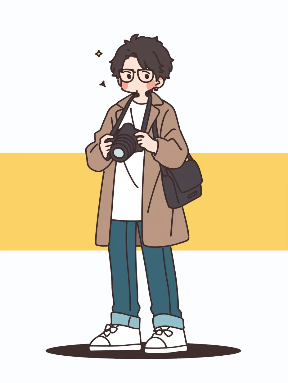 カメラマンのイラストイラスト無料・かわいいテンプレート