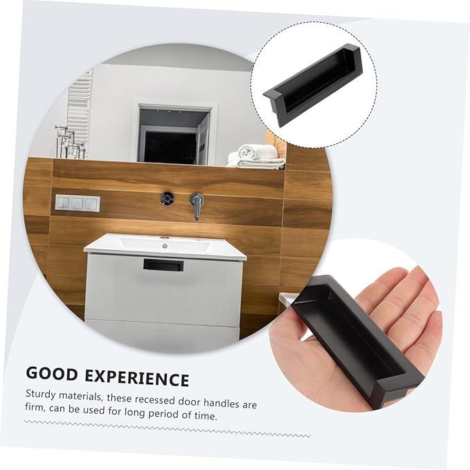 Amazonキャビネット取っ手 隠しドアハンドル アルミ合金フィンガープル アルミニウム合金製 食器棚ドア取手 引き出し持ち手ファッションデザイン 引き出し1個 黒全長,1000mmドアノブ・ツマミ