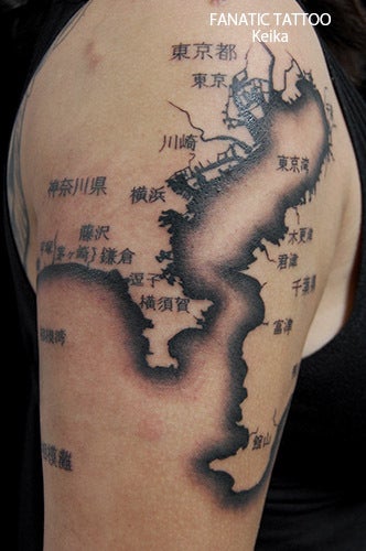 Japan map tattoo