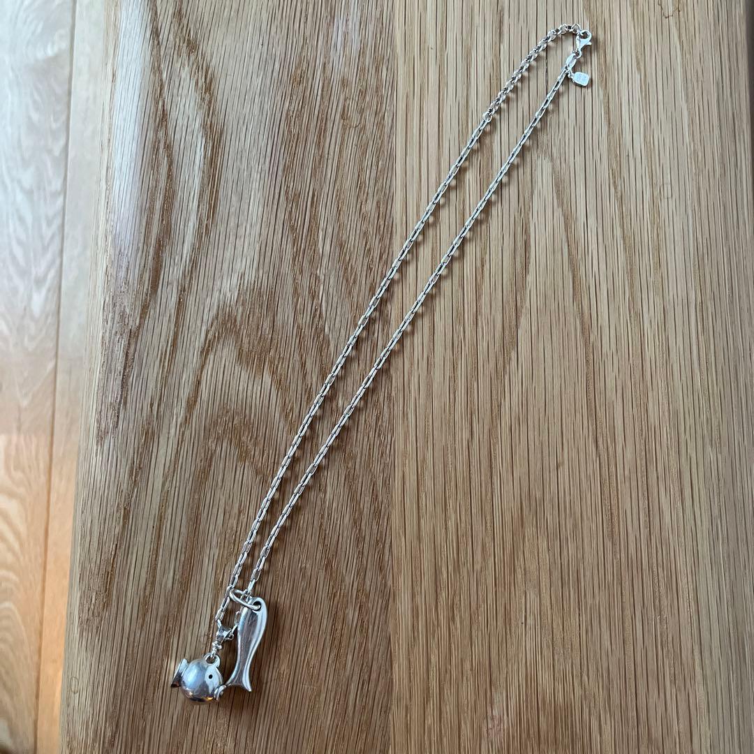 ネックレス ショート クリスタルガラス シルバー925 魚