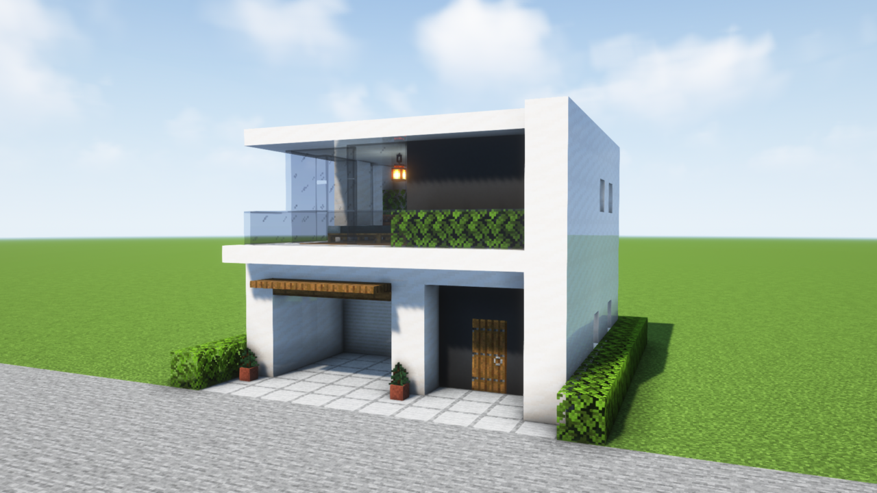 マイクラ建築：木と石で作るおしゃれなモダンハウス。現代建築。簡単10×10 No.57SOUのマイクラログ