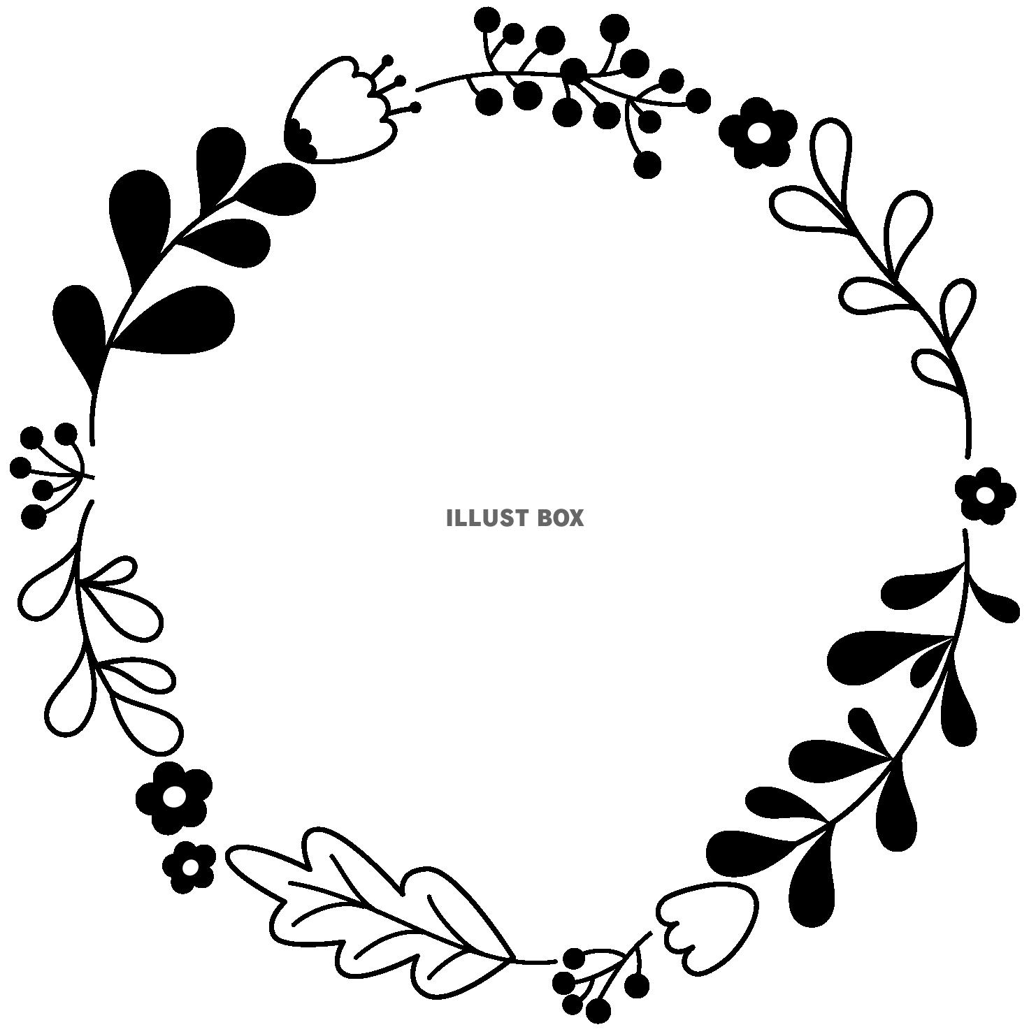 白黒の丸で囲ったシンプルなフレーム飾り枠イラスト無料イラスト かわいいフリー素材集 フレームぽけっと