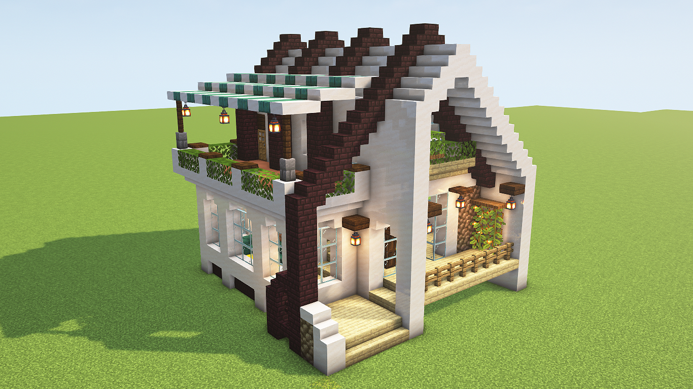 マイクラ 高級感があって開放的なモダンハウスの作り方