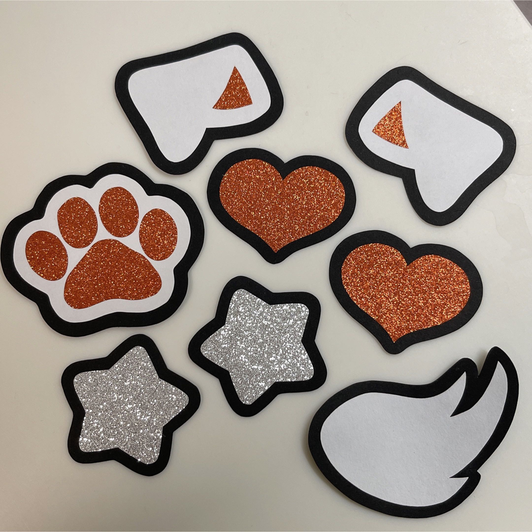 切り文字 動物の耳セット31文字のサイズ：LL 200×200mm素材：ホログラムシート・蛍光シート - もじパラ公式通販ショップコンサート応援うちわ文字シール専門店