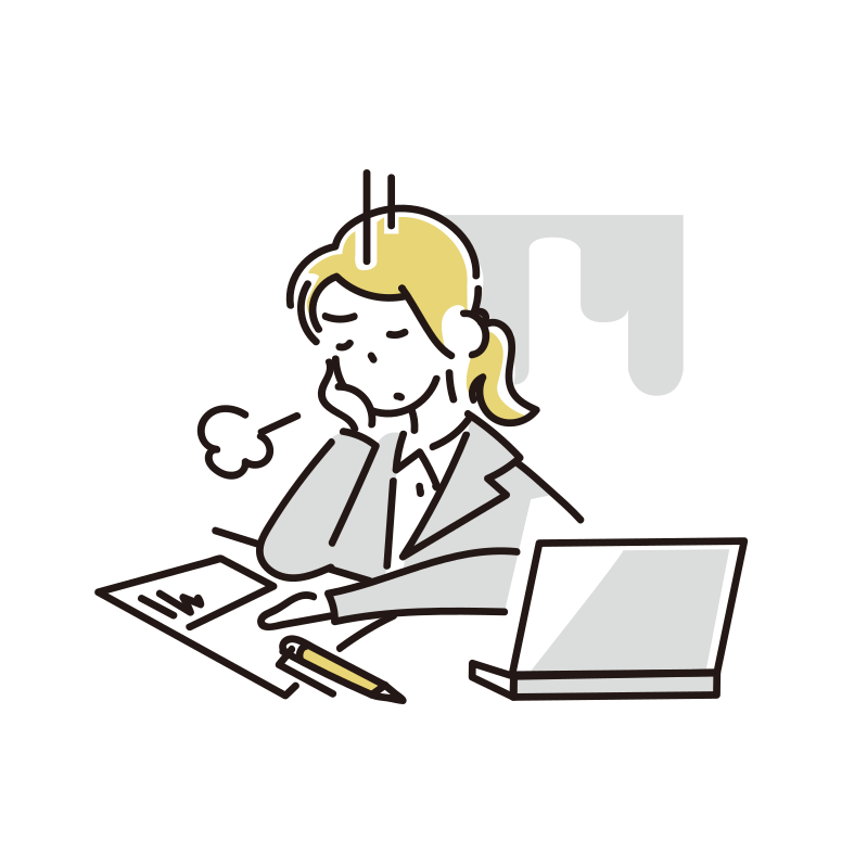 仕事中に考え事をするダメ社員やる気なし - 人物イラストフリー素材パーソン