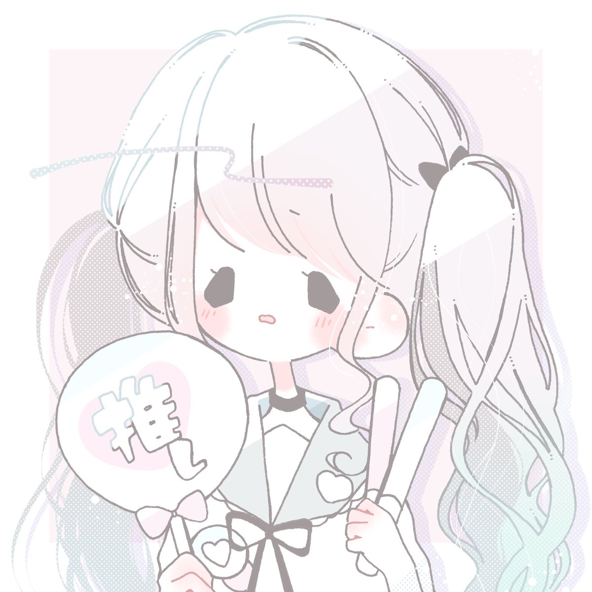 かわいい日本の女の子アイコンの周りにピンクの花Premiumベクトル素材