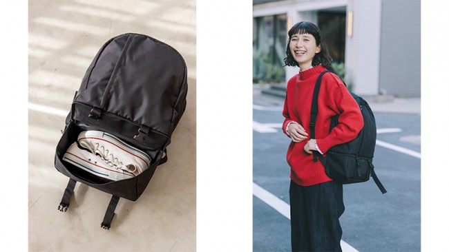 フロージュ florgeA4収納 撥水軽量 ストリングメッシュデザインのカジュアルリュックサック バックパックアイボリー-アウトレット通販 ロコレットLOCOLET