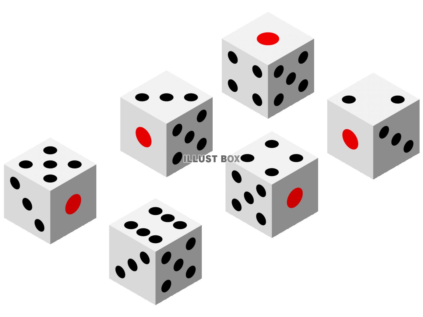 サイコロのアイコン・六面セット 透過PNG JPGE AI無料イラスト素材素材ラボ