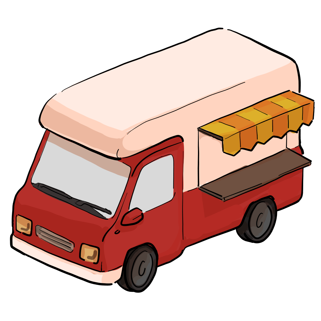 キッチンカーが並んでいる広場のイラストイラスト - No: 23889203無料イラスト・フリー素材なら「イラストAC」