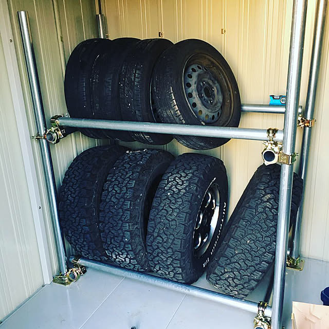 タイヤラックを造ろうイレクターパイプで自分のベストサイズにＤＩＹ