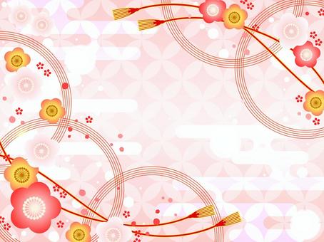 春の素材：桜の花が模様をあしらった和風調の背景フレーム チラシ・DM・POP無料テンプレートTemplateBox