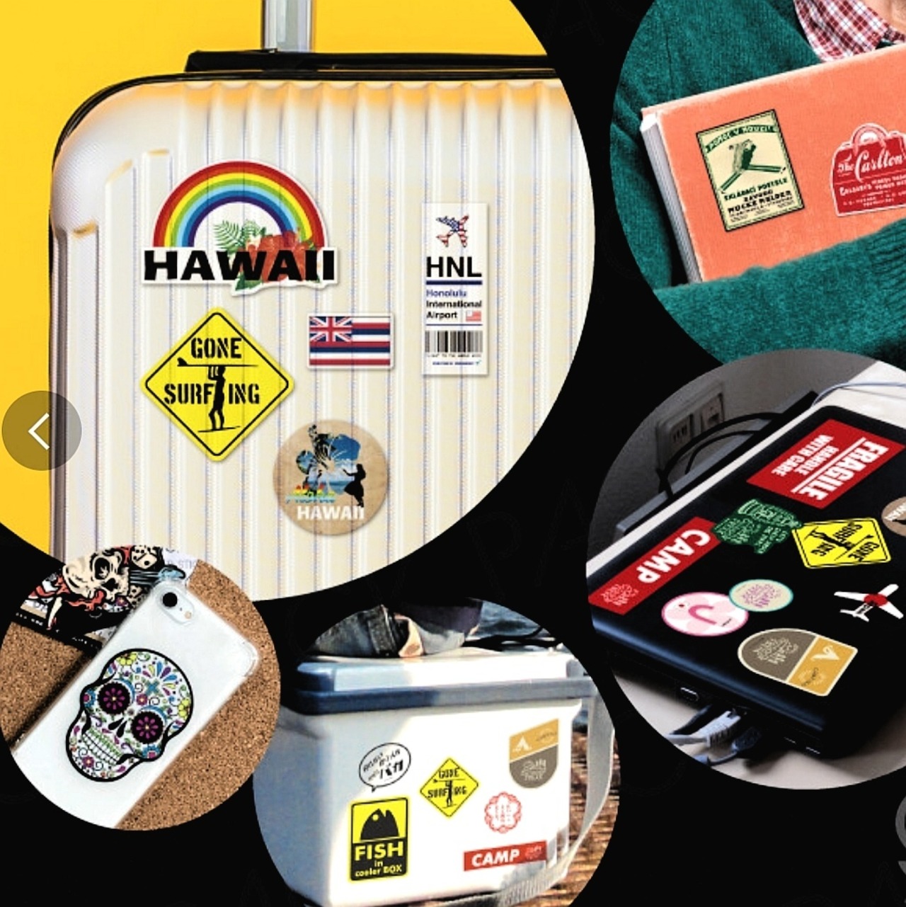 100均ダイソーのファンシーステッカー商品一覧。スーツケースのアレンジに 100円