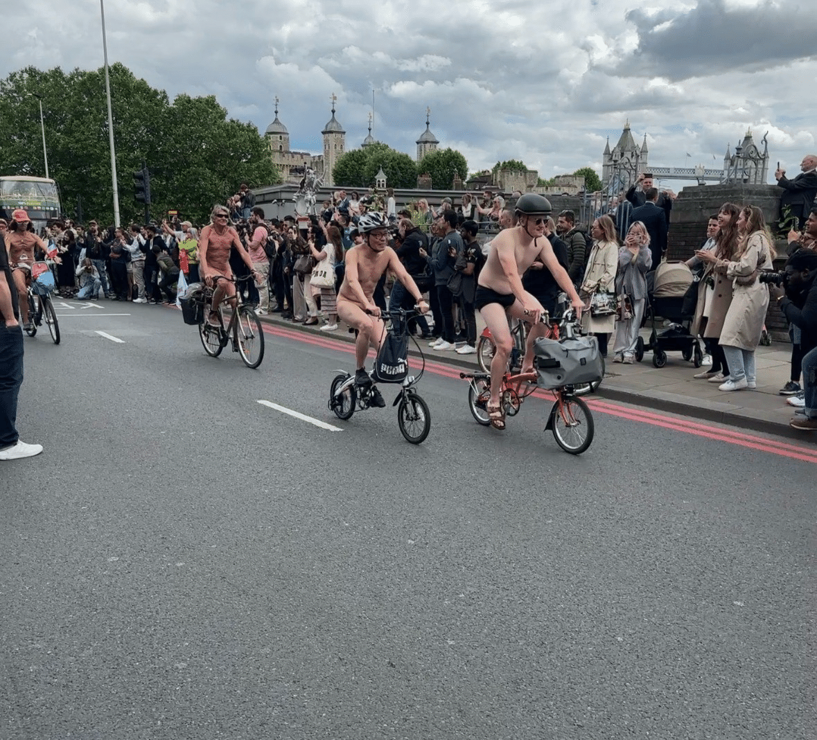 裸で自転車に乗り、街を走るイベント「World Naked Bike Ride 2014」