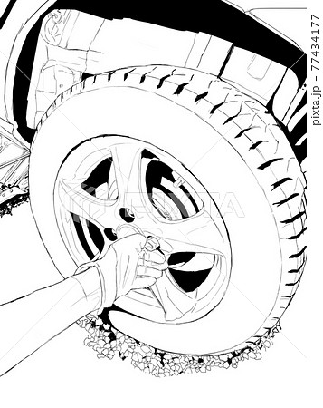 パンクしたタイヤのイラスト素材67615790- PIXTA