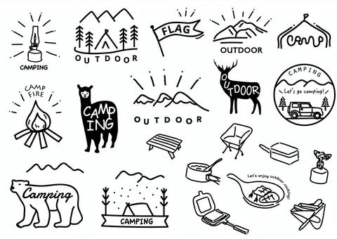 キャンプのロゴデザインセットPremiumベクトル素材
