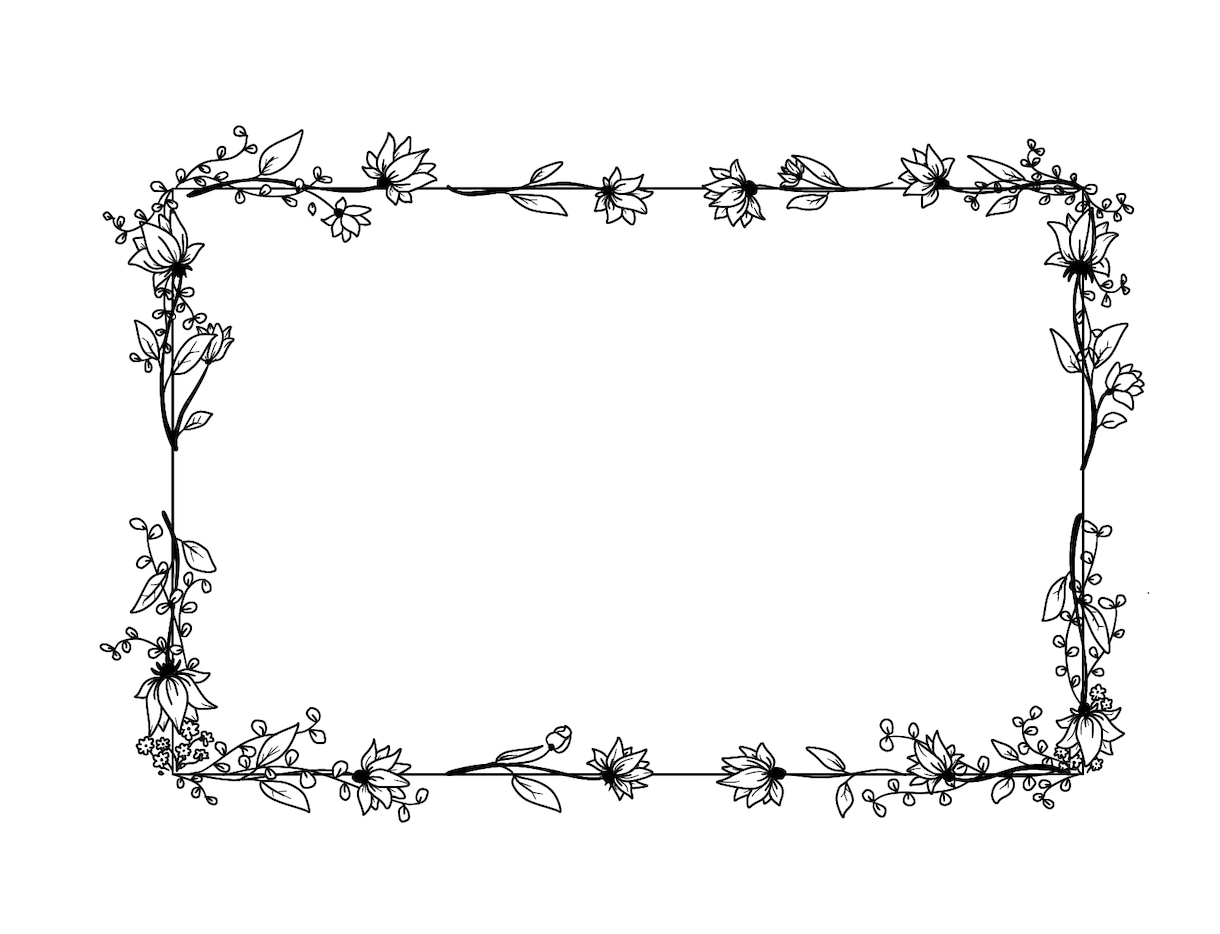 ムクゲの花がデザインされた可愛いフレーム！シンプルな枠でイラストでおしゃれに描かフレーム 飾り枠 Decome