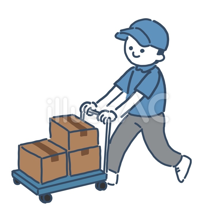 冷蔵庫を運ぶ引っ越し業者 無料イラスト素材Good