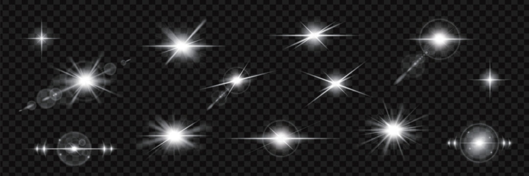 魔法キラキラ星輝く透明な背景に。渦巻きの光を輝いています。ベクトルの図。のイラスト素材・ベクター Image 68560589