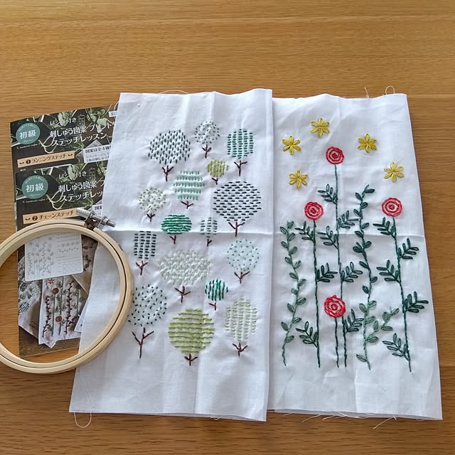 中級編 セリア刺繍キットのカモミールを初心者が縫ってみたあっこの野外活動記