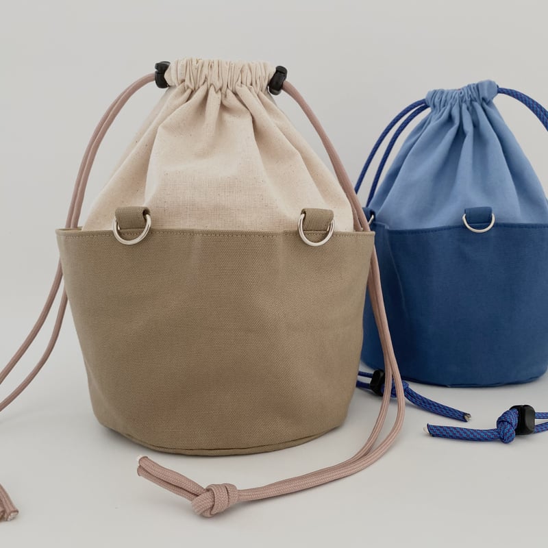 アイレットレースでつくる 丸底巾着バッグ ＊ ブルー - ちゃまさん'S GALLERYminne byGMOペパボ国内最大級のハンドメイド・手作り通販サイト