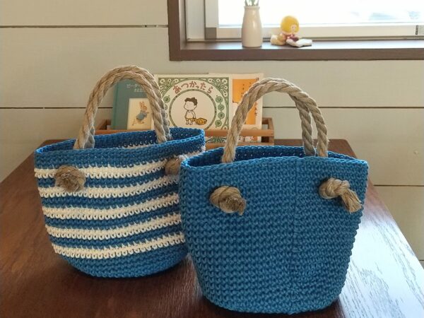 麻ひもで編み物♩簡単バッグとカゴの作り方 その1 - 気ままにほんのりナチュラルライフ～家族と私が楽しく暮らすコツ～