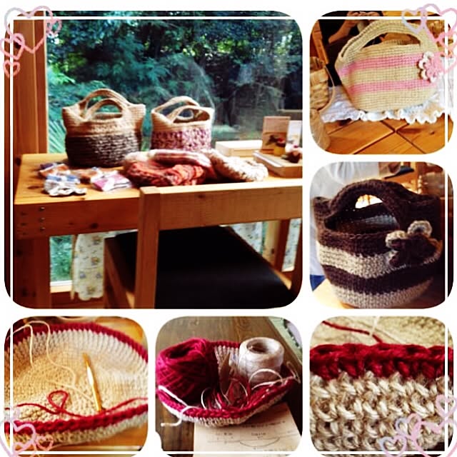 かぎ針編み コクヨの麻紐で編む ちょっと大きめ 麻ひもバッグ