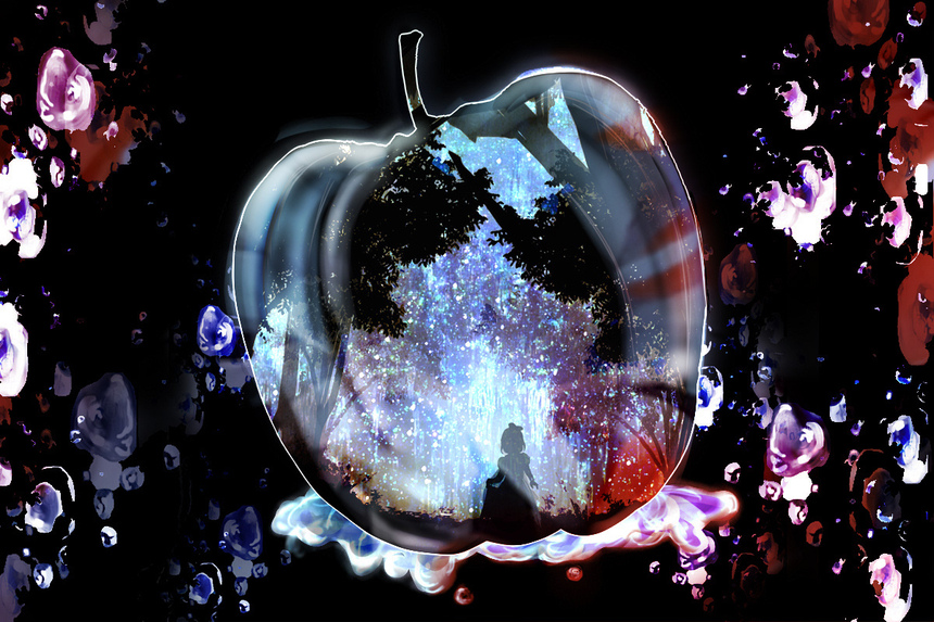 白いシルエットの人物とキラキラ幻想的なイラスト – Unlimited -フリー素材サイト