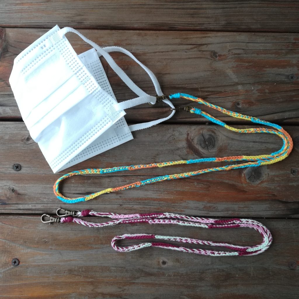 かぎ針編み ネックストラップ フリルピスタチオ色120cmハンドメイド