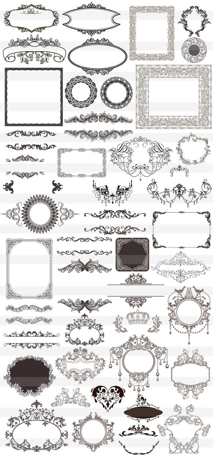 クラシック枠クラシカル枠飾り枠高級感おしゃれフレーム枠飾り枠装飾枠植物花つるツル：イラスト無料