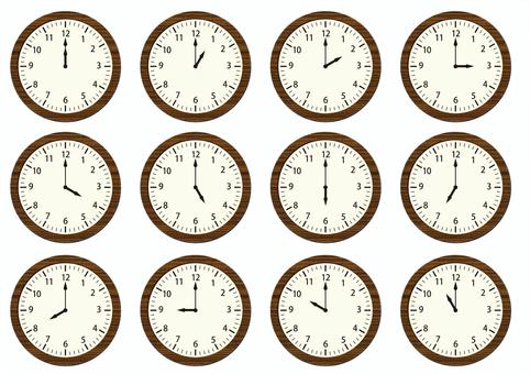 時計のイラスト 6時〜11時半12カット- イラストくん