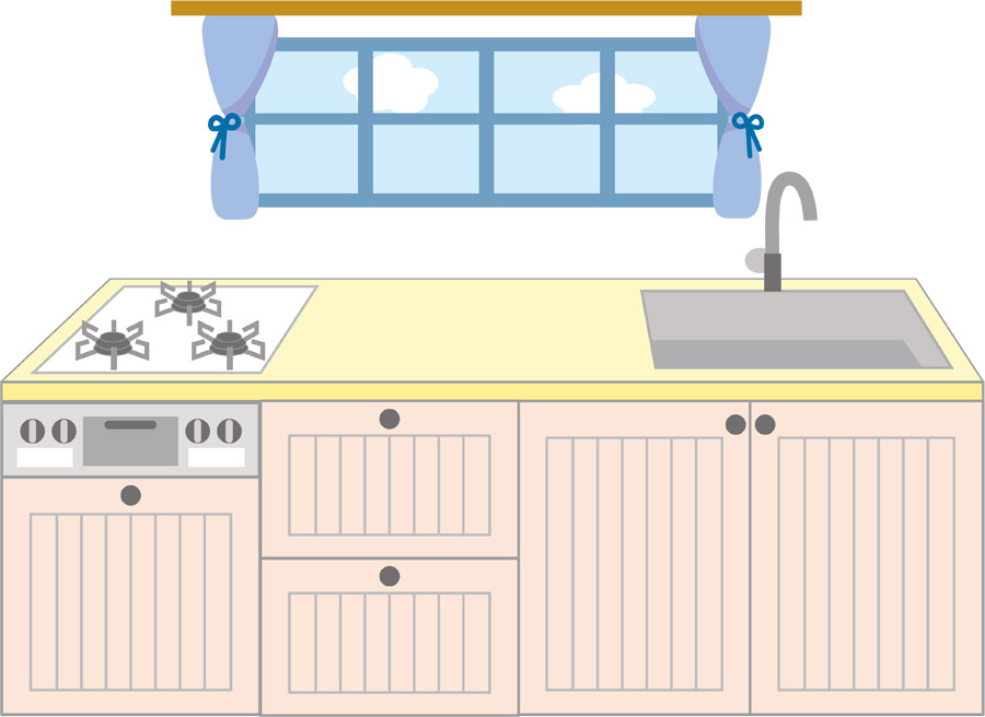 レトロなキッチンセット1：イラスト無料